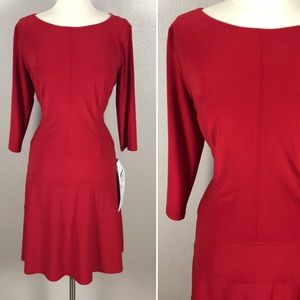 NWT Anne Klein Red 3/4 Sleeve Casual Dress